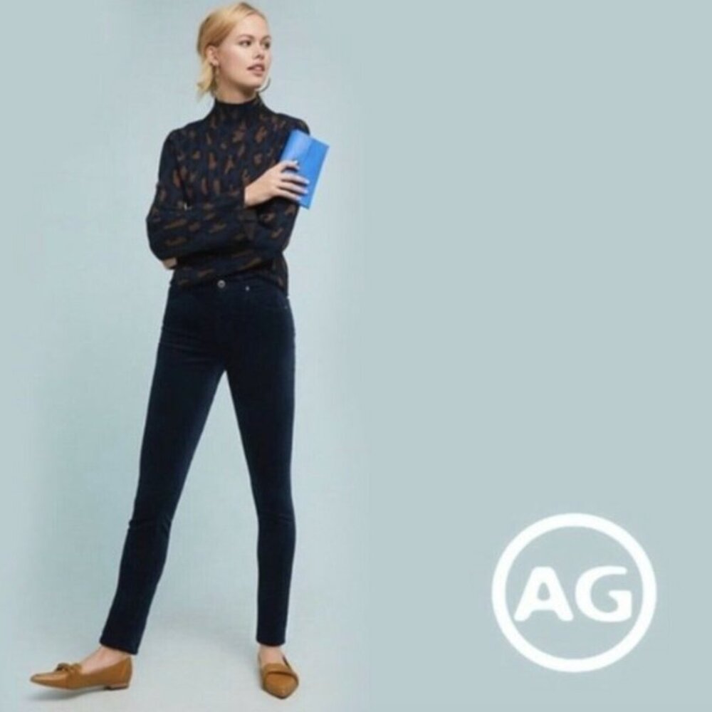 AG Adriano Goldschmied "Stevie Slim Straight" corduroy pants in navy blue sz 28